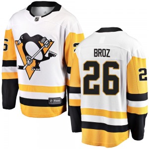 Youth Tristan Broz Pittsburgh Penguins Fanatics Branded Breakaway White Away Jersey