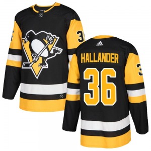 Youth Filip Hallander Pittsburgh Penguins Adidas Authentic Black Home Jersey
