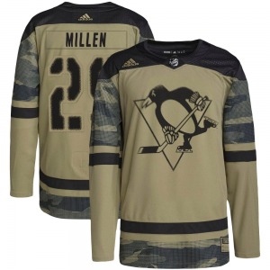 Youth Greg Millen Pittsburgh Penguins Adidas Authentic Camo Military Appreciation Practice Jersey