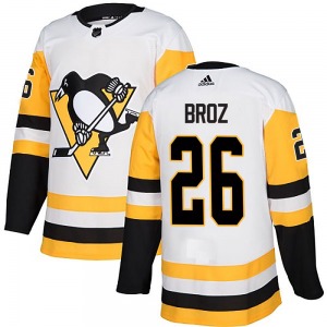 Youth Tristan Broz Pittsburgh Penguins Adidas Authentic White Away Jersey