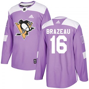 Justin Brazeau Pittsburgh Penguins Adidas Authentic Purple Fights Cancer Practice Jersey
