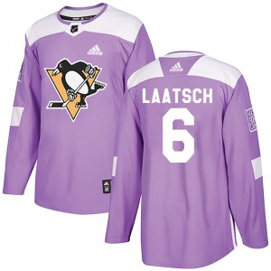 Daniel Laatsch Pittsburgh Penguins Adidas Authentic Purple Fights Cancer Practice Jersey