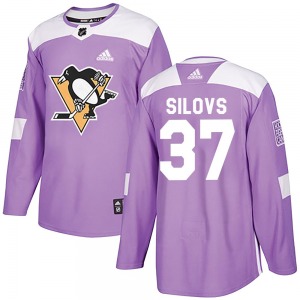 Arturs Silovs Pittsburgh Penguins Adidas Authentic Purple Fights Cancer Practice Jersey