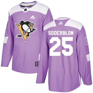 Elmer Soderblom Pittsburgh Penguins Adidas Authentic Purple Fights Cancer Practice Jersey