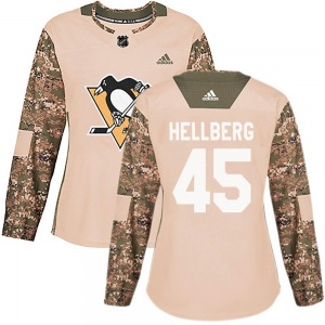 Women's Magnus Hellberg Pittsburgh Penguins Adidas Authentic Camo Veterans Day Practice Jersey