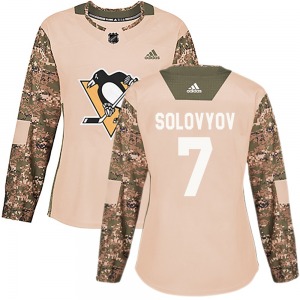 Women's Ilya Solovyov Pittsburgh Penguins Adidas Authentic Camo Veterans Day Practice Jersey