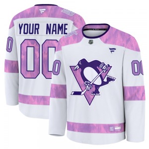 Custom Pittsburgh Penguins Fanatics Premium White Custom 2024 Hockey Fights Cancer Practice Jersey