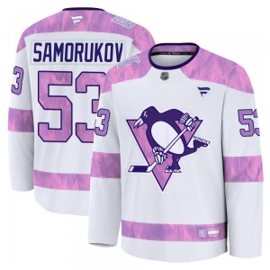 Dmitri Samorukov Pittsburgh Penguins Fanatics Premium White 2024 Hockey Fights Cancer Practice Jersey