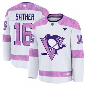 Glen Sather Pittsburgh Penguins Fanatics Premium White 2024 Hockey Fights Cancer Practice Jersey