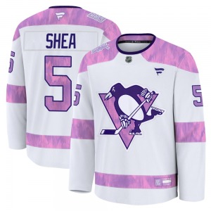 Ryan Shea Pittsburgh Penguins Fanatics Premium White 2024 Hockey Fights Cancer Practice Jersey