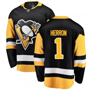 Youth Denis Herron Pittsburgh Penguins Fanatics Branded Breakaway Black Home Jersey
