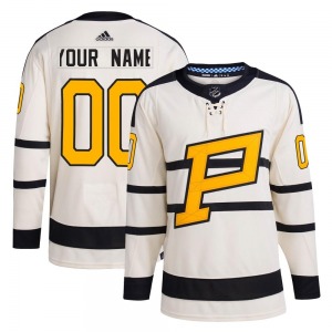 Youth Custom Pittsburgh Penguins Adidas Authentic Cream Custom 2023 Winter Classic Jersey