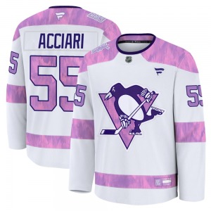 Youth Noel Acciari Pittsburgh Penguins Fanatics Premium White 2024 Hockey Fights Cancer Practice Jersey