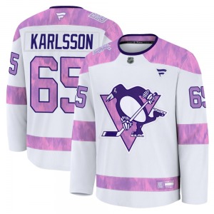 Youth Erik Karlsson Pittsburgh Penguins Fanatics Premium White 2024 Hockey Fights Cancer Practice Jersey