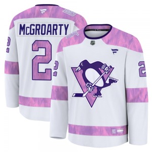 Youth Rutger McGroarty Pittsburgh Penguins Fanatics Premium White 2024 Hockey Fights Cancer Practice Jersey