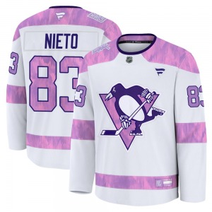 Youth Matt Nieto Pittsburgh Penguins Fanatics Premium White 2024 Hockey Fights Cancer Practice Jersey
