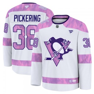 Youth Owen Pickering Pittsburgh Penguins Fanatics Premium White 2024 Hockey Fights Cancer Practice Jersey