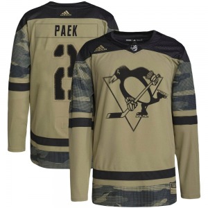 Jim Paek Pittsburgh Penguins Adidas Authentic Camo Military Appreciation Practice Jersey