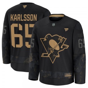 Erik Karlsson Pittsburgh Penguins Fanatics Premium Black 2024 Military Appreciation Practice Jersey