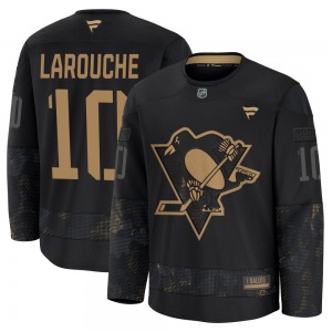Pierre Larouche Pittsburgh Penguins Fanatics Premium Black 2024 Military Appreciation Practice Jersey