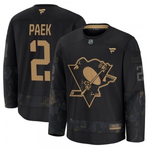 Jim Paek Pittsburgh Penguins Fanatics Premium Black 2024 Military Appreciation Practice Jersey