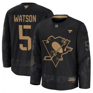 Bryan Watson Pittsburgh Penguins Fanatics Premium Black 2024 Military Appreciation Practice Jersey