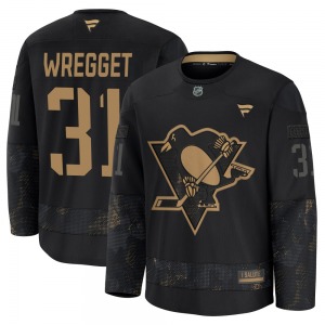 Ken Wregget Pittsburgh Penguins Fanatics Premium Black 2024 Military Appreciation Practice Jersey