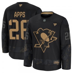 Youth Syl Apps Pittsburgh Penguins Fanatics Premium Black 2024 Military Appreciation Practice Jersey