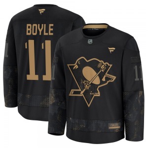Youth Brian Boyle Pittsburgh Penguins Fanatics Premium Black 2024 Military Appreciation Practice Jersey