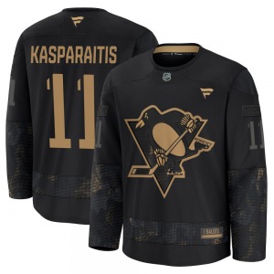 Youth Darius Kasparaitis Pittsburgh Penguins Fanatics Premium Black 2024 Military Appreciation Practice Jersey