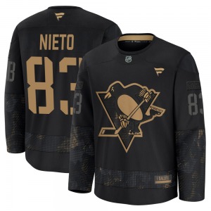 Youth Matt Nieto Pittsburgh Penguins Fanatics Premium Black 2024 Military Appreciation Practice Jersey