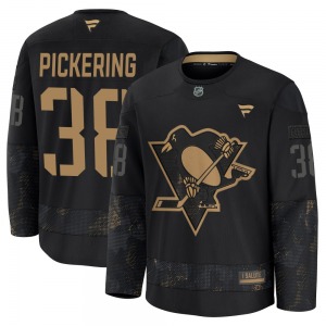 Youth Owen Pickering Pittsburgh Penguins Fanatics Premium Black 2024 Military Appreciation Practice Jersey