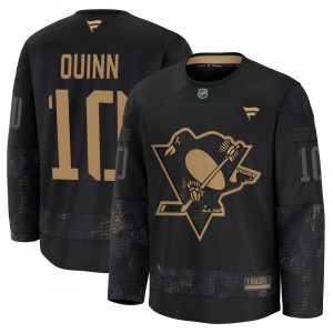 Youth Dan Quinn Pittsburgh Penguins Fanatics Premium Black 2024 Military Appreciation Practice Jersey