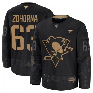 Youth Radim Zohorna Pittsburgh Penguins Fanatics Premium Black 2024 Military Appreciation Practice Jersey
