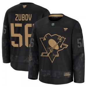 Youth Sergei Zubov Pittsburgh Penguins Fanatics Premium Black 2024 Military Appreciation Practice Jersey