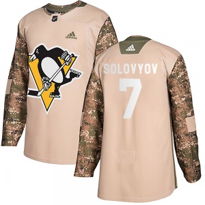 Youth Ilya Solovyov Pittsburgh Penguins Adidas Authentic Camo Veterans Day Practice Jersey