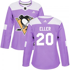 Women's Lars Eller Pittsburgh Penguins Adidas Authentic Purple Fights Cancer Practice Jersey