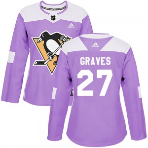 Women's Ryan Graves Pittsburgh Penguins Adidas Authentic Purple Fights Cancer Practice Jersey