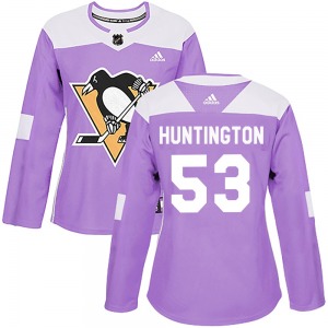Women's Jimmy Huntington Pittsburgh Penguins Adidas Authentic Purple Fights Cancer Practice Jersey