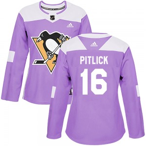 Women's Rem Pitlick Pittsburgh Penguins Adidas Authentic Purple Fights Cancer Practice Jersey