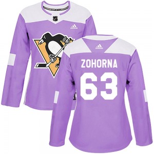 Women's Radim Zohorna Pittsburgh Penguins Adidas Authentic Purple Fights Cancer Practice Jersey