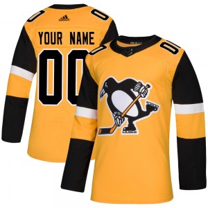 Custom Pittsburgh Penguins Adidas Authentic Gold Custom Alternate Jersey