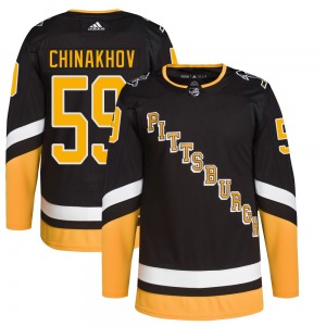 Egor Chinakhov Pittsburgh Penguins Adidas Authentic Black 2021/22 Alternate Primegreen Pro Player Jersey
