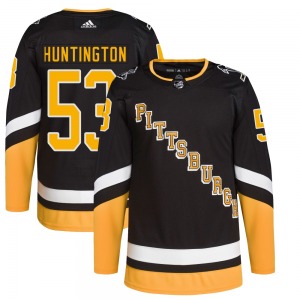 Jimmy Huntington Pittsburgh Penguins Adidas Authentic Black 2021/22 Alternate Primegreen Pro Player Jersey