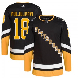 Jesse Puljujarvi Pittsburgh Penguins Adidas Authentic Black 2021/22 Alternate Primegreen Pro Player Jersey