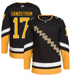 Tomas Sandstrom Pittsburgh Penguins Adidas Authentic Black 2021/22 Alternate Primegreen Pro Player Jersey