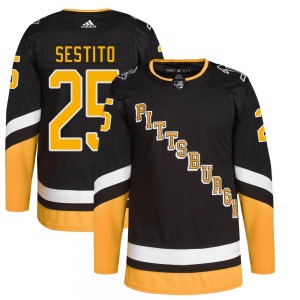 Tom Sestito Pittsburgh Penguins Adidas Authentic Black 2021/22 Alternate Primegreen Pro Player Jersey