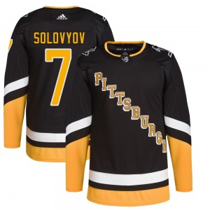 Ilya Solovyov Pittsburgh Penguins Adidas Authentic Black 2021/22 Alternate Primegreen Pro Player Jersey