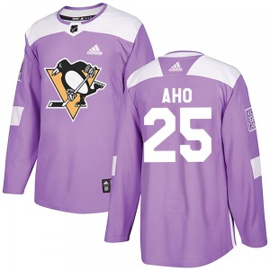 Youth Sebastian Aho Pittsburgh Penguins Adidas Authentic Purple Fights Cancer Practice Jersey