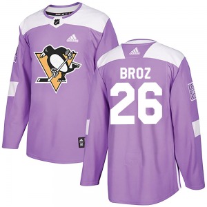 Youth Tristan Broz Pittsburgh Penguins Adidas Authentic Purple Fights Cancer Practice Jersey